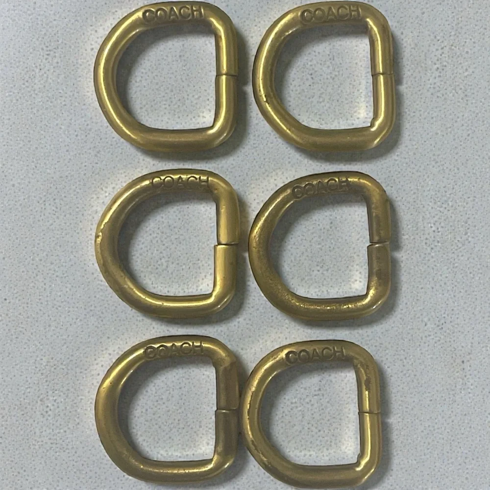 Vintage Coach Replacement Set Of 6 D Rings Brass Gold Tone Hardware Coach Heavy